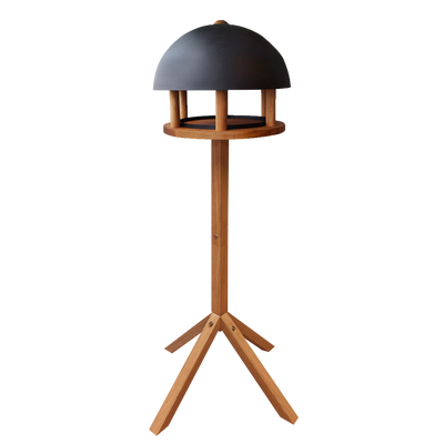 Mesa Comedero para Pajaros Redondo con Techo Negro Mesa Comedero para Pajaros Redondo con Techo Negro